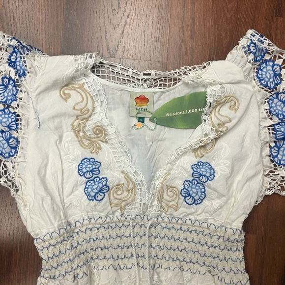 Farm Rio Romantic Richelieu Off-White Maxi Dress XL - Picture 3 of 8